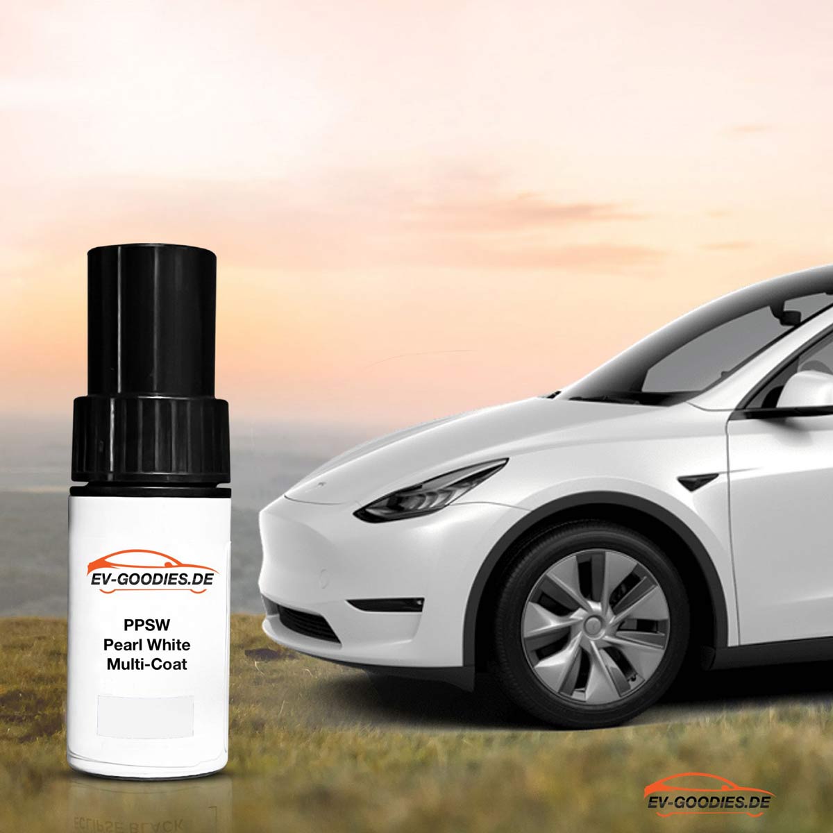 Paint brush white Pearl White Multi-Coat for Tesla Model Y, color code: PPSW, paint repair, stone chips