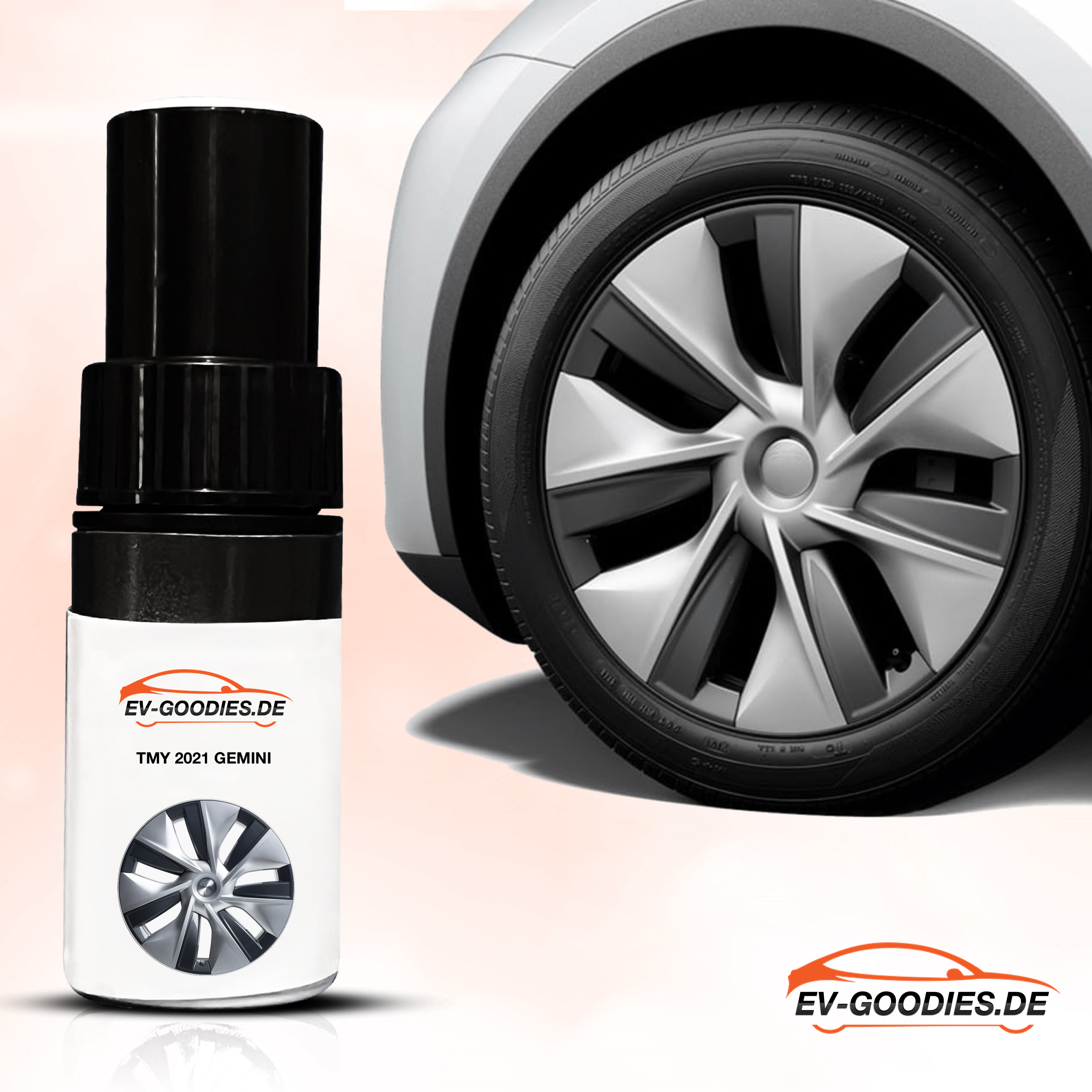 Conjunto de reparo de pincel para Tesla Model Y, 19 polegadas, jantes Gemini, reparo de aro, arranhões de aro, pintura de aro Conjunto de reparo de pincel para Tesla Model Y, 19 polegadas, jantes Gemini, reparo de aro, arranhões de aro, pintura de aro