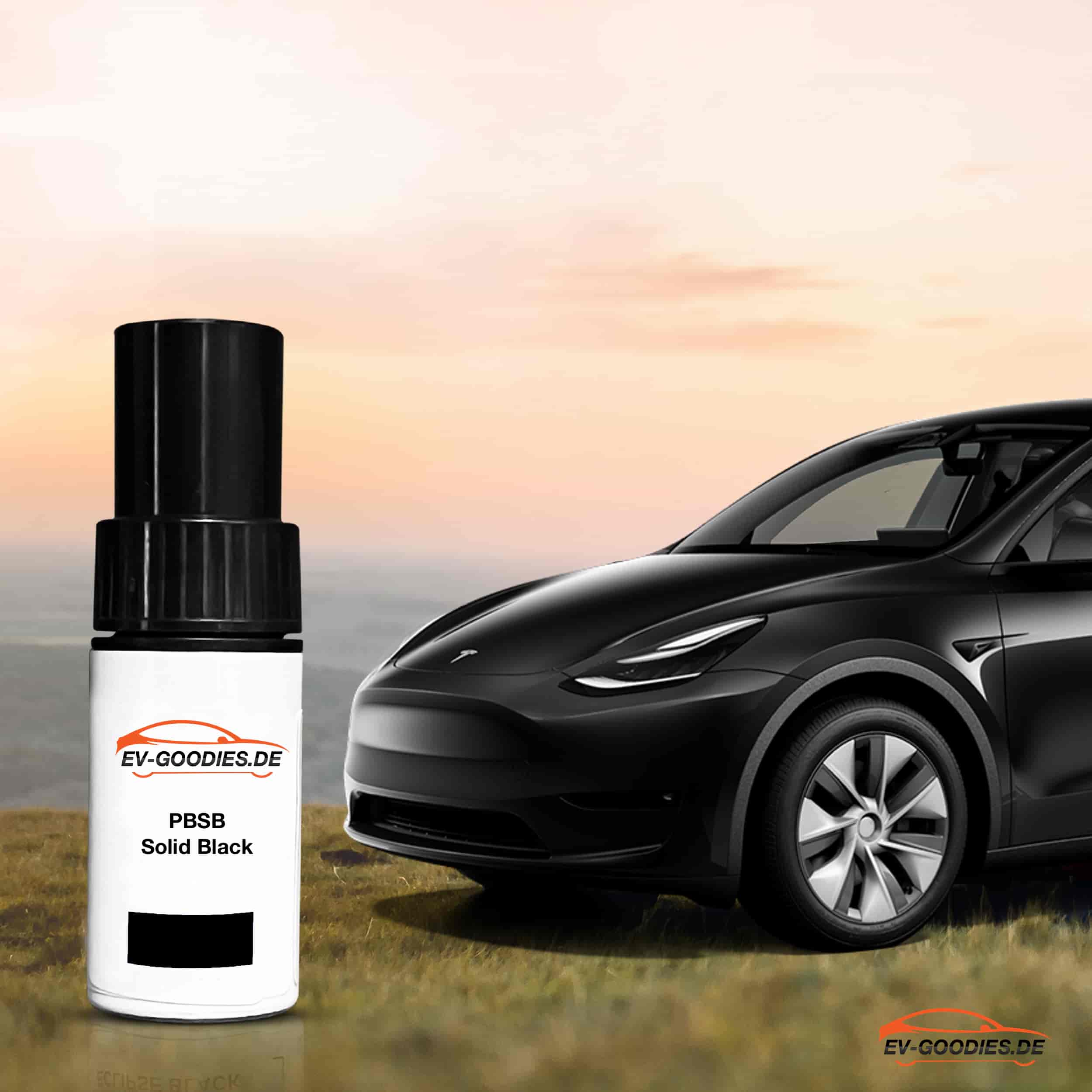 Lackpinsel schwarz Solid Black für Tesla Model Y, Farbcode: PBSB