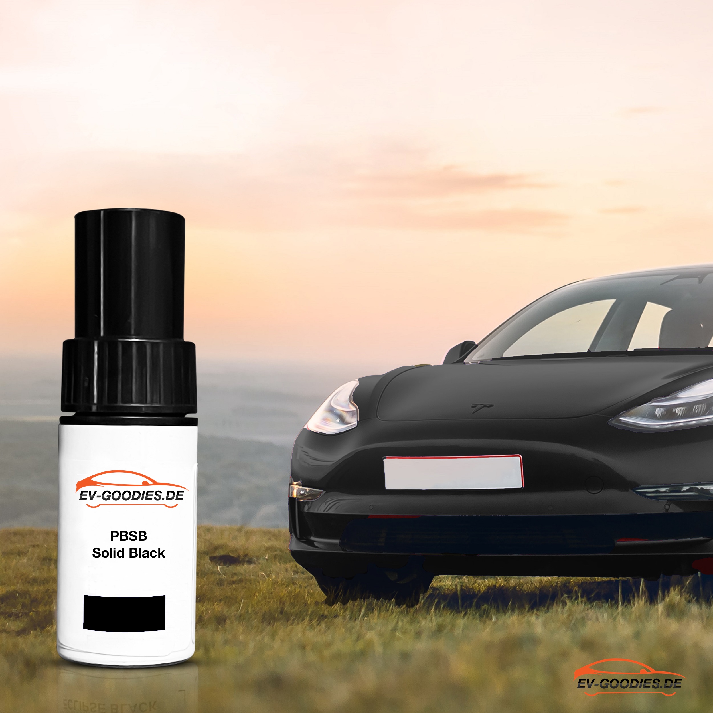 Paint brush black Solid Black for Tesla Model 3, color code: PBSB, paint repair, stone chips