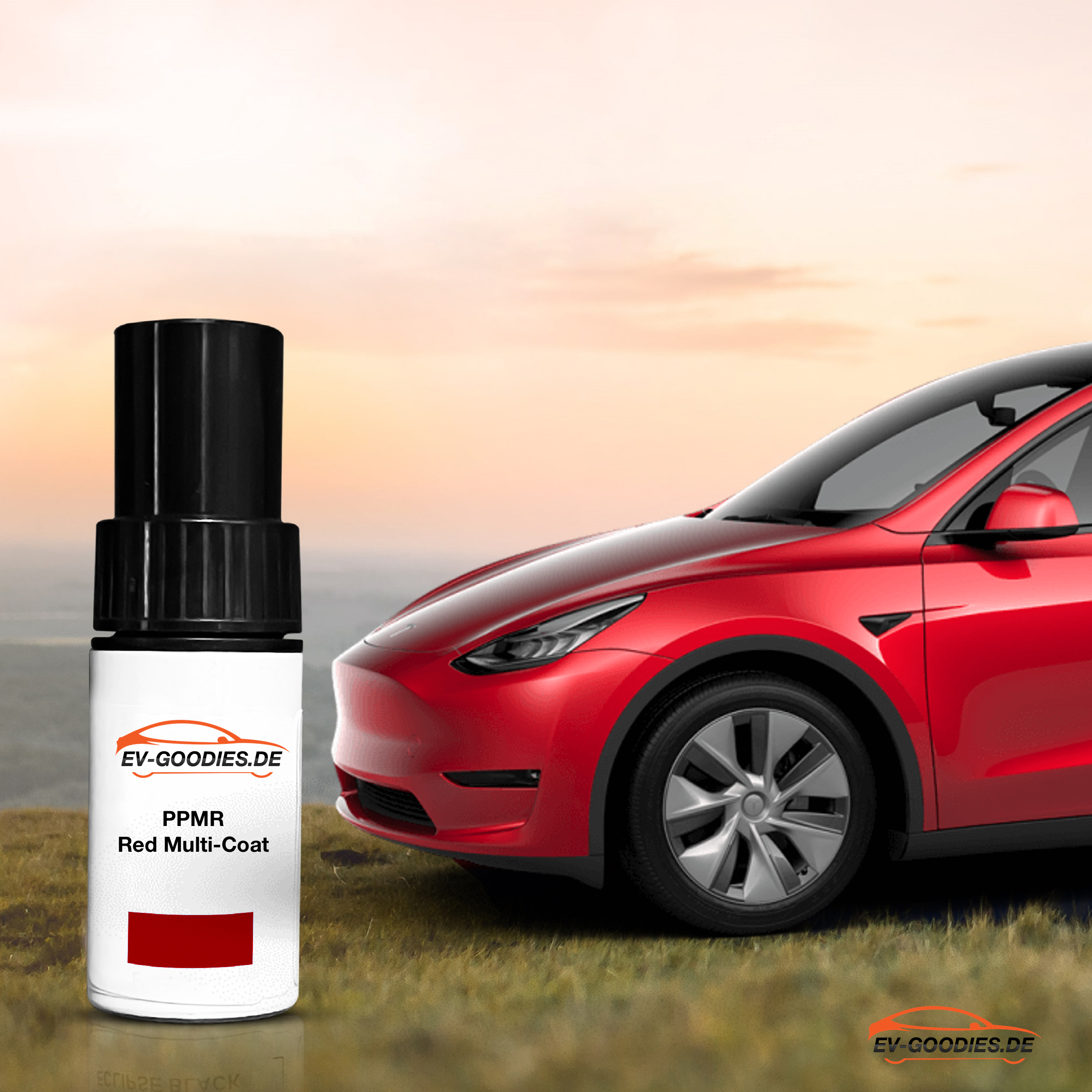 Paint brush red Red Multi-Coat for Tesla Model Y, color code: PPMR, paint repair, stone chips