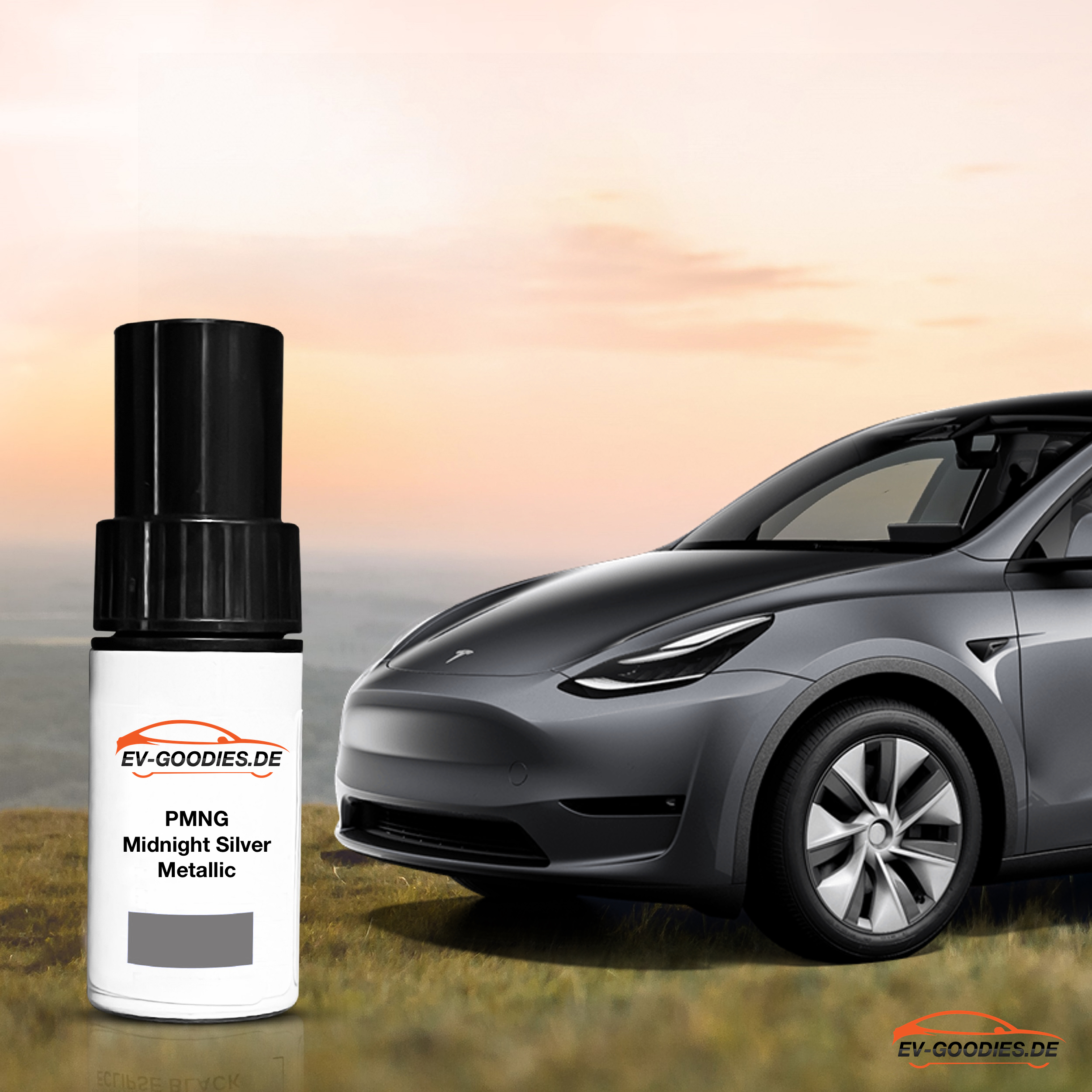 Paint brush gray Midnight Silver Metallic for Tesla Model Y, color code: PMNG, paint repair, stone chips