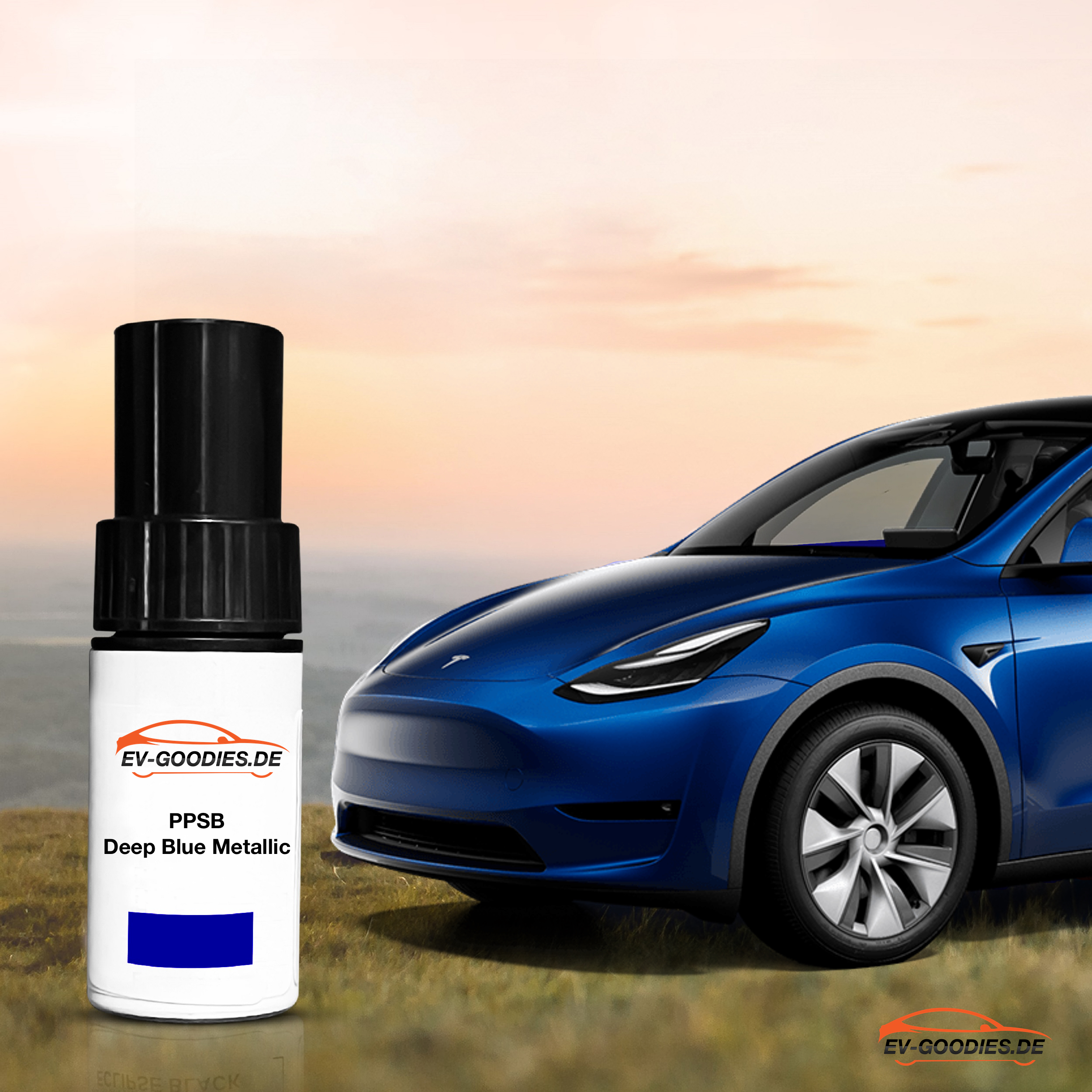 Paint brush blue deep blue metallic for Tesla Model Y, color code: PPSB, paint repair, stone chips