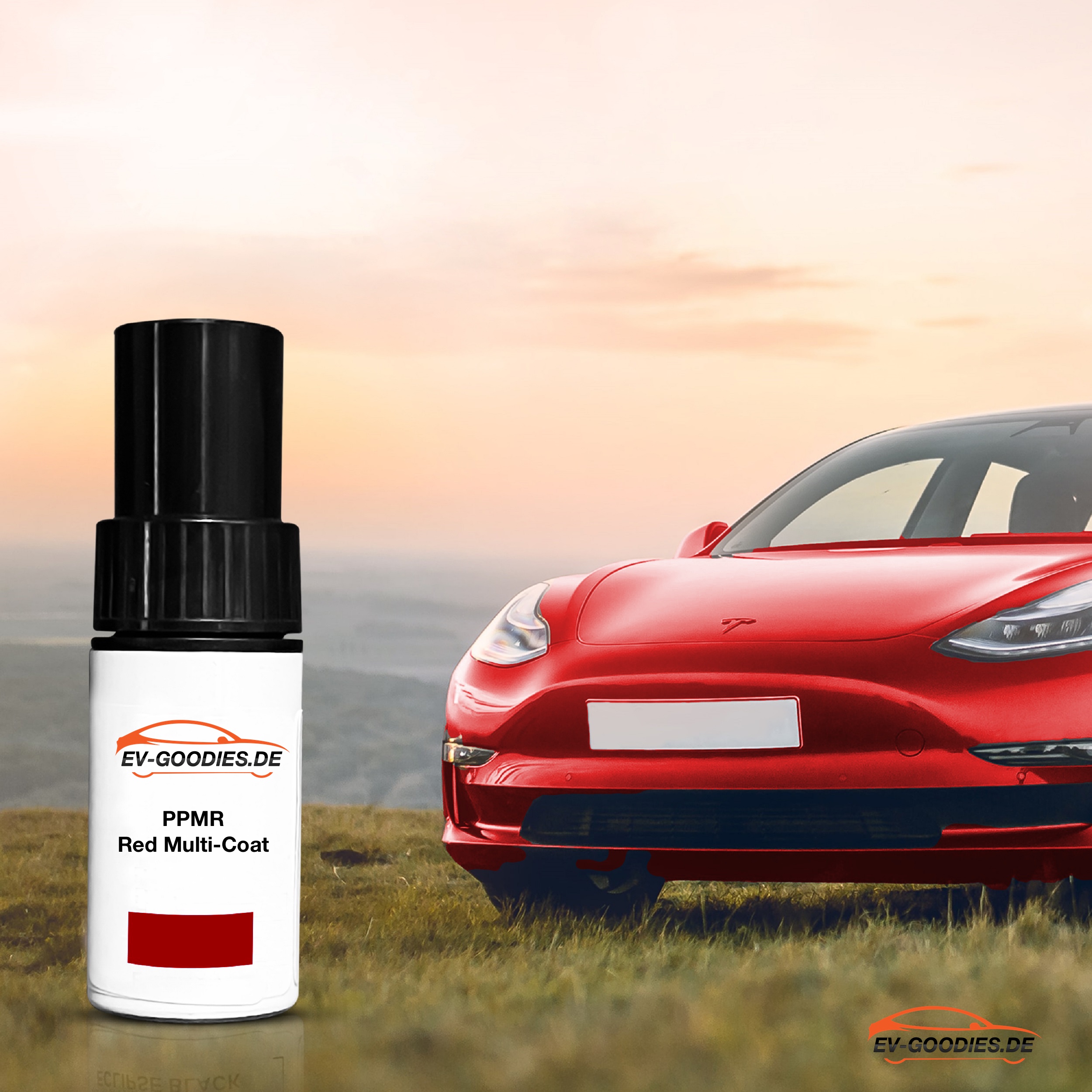 Paint brush red Red Multi-Coat for Tesla Model 3, color code: PPMR, paint repair, stone chips